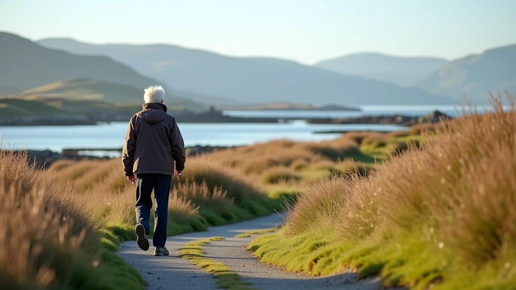 Person walking along coastal path with views